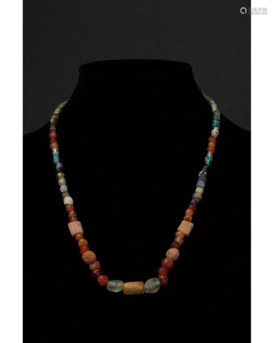 ROMAN STONE AND GLASS BEADED NECKLACE