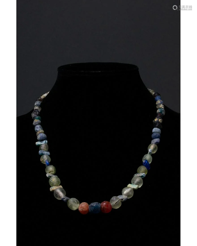 ROMAN BEADED GLASS AND STONE NECKLACE