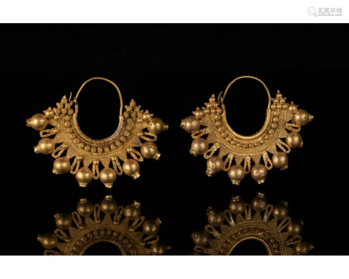 GREEK HELLENISTIC GOLD FILIGREE EARRINGS