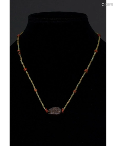 EGYPTIAN BEADED NECKLACE WITH AMULET