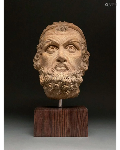 ROMAN MARBLE HEAD OF A BEARDED MAN