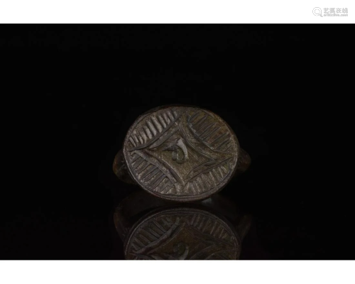 MEDIEVAL BRONZE RING WITH STAR OF BETHLEHEM