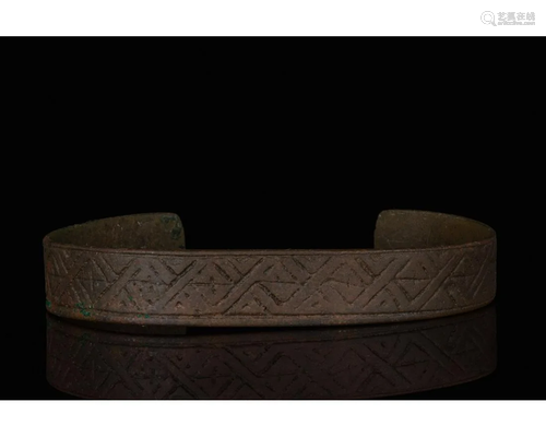 VIKING ERA BRONZE BRACELET WITH DECORATION