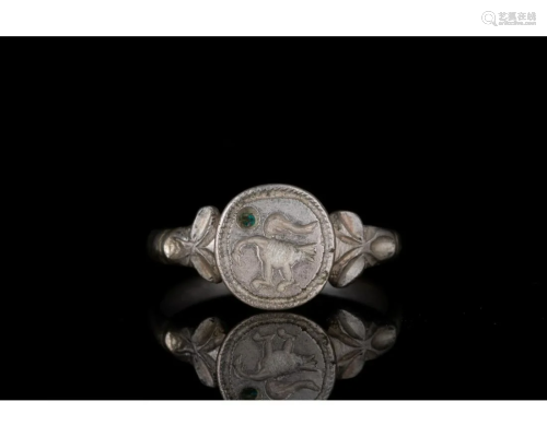 BYZANTINE SILVER RING WITH BIRD