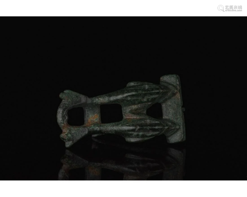 ROMAN BRONZE BROOCH WITH DOLPHINS