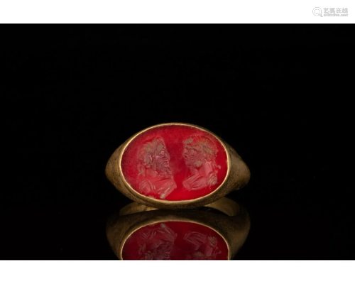 ROMAN GOLD INTAGLIO RING WITH THE SEVERAN DYNASTY