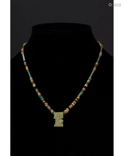 EGYPTIAN BEADED NECKLACE WITH AMULET