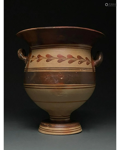 SUPERB SOUTH ITALIAN DAUNIAN TERRACOTTA KRATER