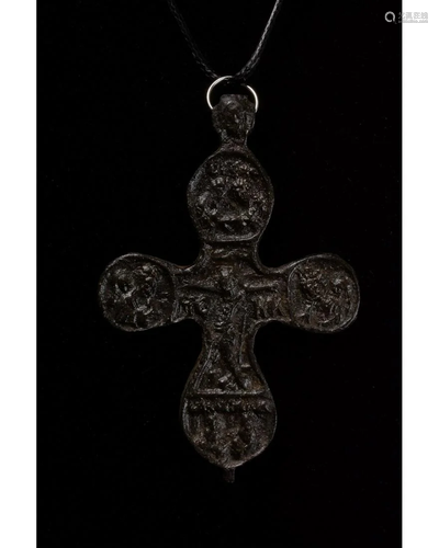 MEDIEVAL BRONZE CROSS WITH SCENES