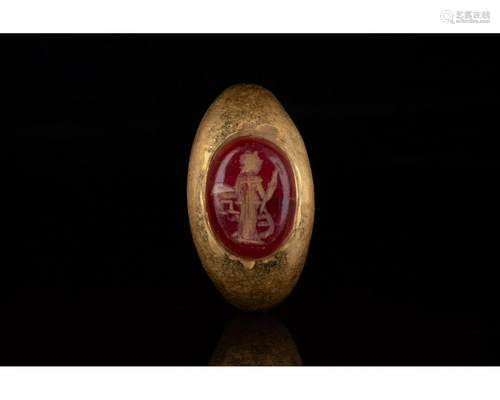 ROMAN GOLD INTAGLIO RING WITH THEMIS