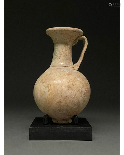 LARGE ROMAN GLASS FLASK WITH HANDLE