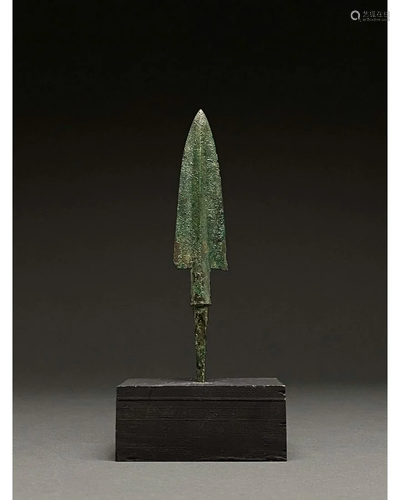 ANCIENT BRONZE SPEAR ON STAND