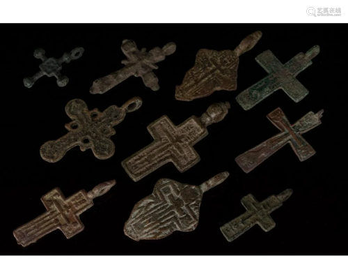 LOT OF 10 LATE/POST MEDIEVAL CROSSES