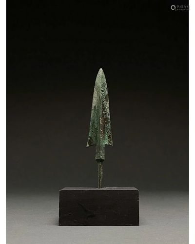 ANCIENT BRONZE SPEAR ON STAND