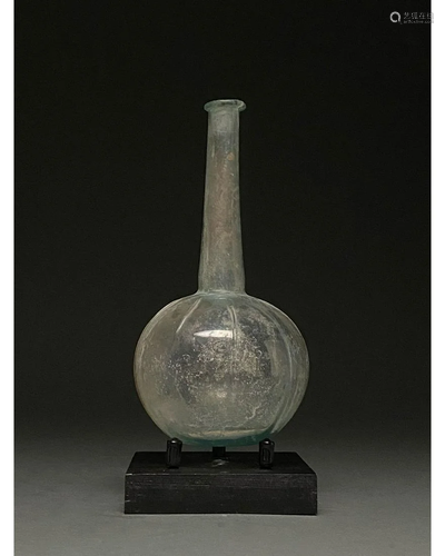 TALL ROMAN RIBBED GLASS UNGUENTARIUM