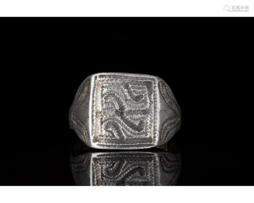 VIKING AGE SILVER RING WITH NIELLO DECORATION