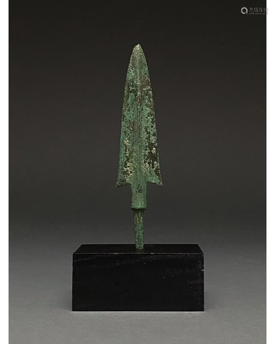 ANCIENT BRONZE SPEAR ON STAND