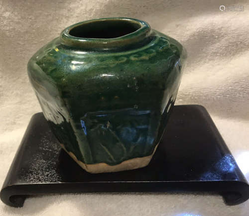 Antique Chinese Green Glaze Ginger Jar Pot 19C