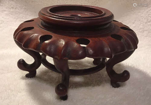 Antique Chinese Rose Red Wood 5-legged Display Stand 5” Wide 3” High Excellent