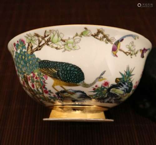 Chinese old porcelain Pastel Flower and bird pattern bowl