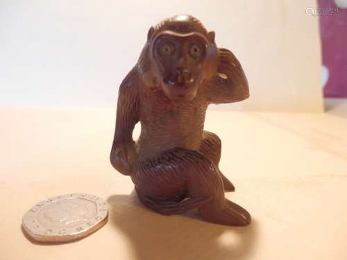 Small Chinese Hardwood Carved Monkey