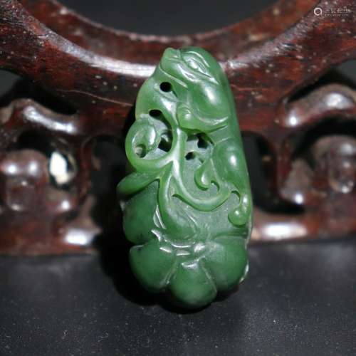 Chinese Hetian jade hand-carved Fugua pendant
