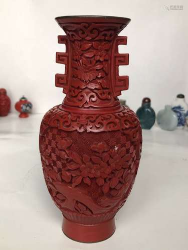 Chinese Red Cinnabar Vase