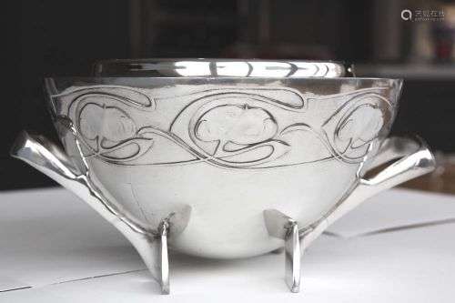 Liberty & Co Pewter Rose Bowl Designed By Archibald Knox