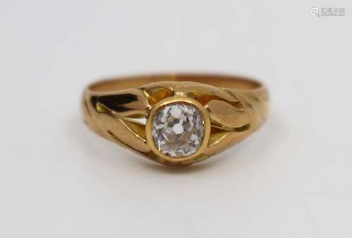 Early 20th C. 15 Ct Rose Gold 0.52 Carat Diamond Ring