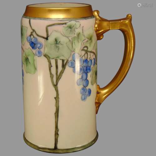 Lenox Belleek (American) Grape Design Tankard/Mug (Signed 