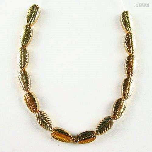 SH4120 14Pcs/Set Carved Gold Hematite Leaf Pendant Bead 8x4x2mm