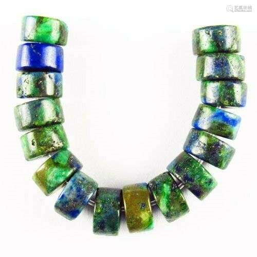 SH2460 16Pcs/Set Malachite In Lapis Lazuli Heishi Pendant Bead