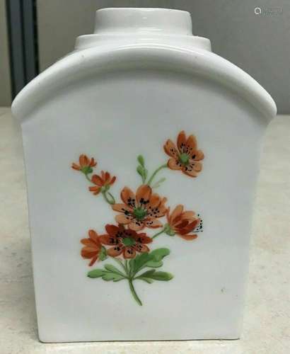 Vintage Meissen Porcelain Tea Caddy With Different Color Of Flowers