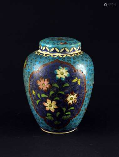 19世纪末陶瓷胎掐丝珐琅盖罐