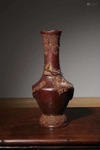 BRONZE CAST 'DRAGON' VIEWING VASE