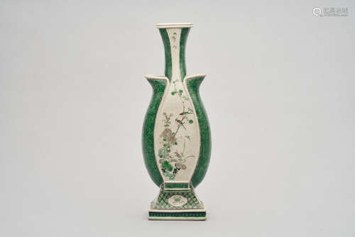 A famille-verte reserve-decorated 'bird and flower' vase  Late Qing dynasty