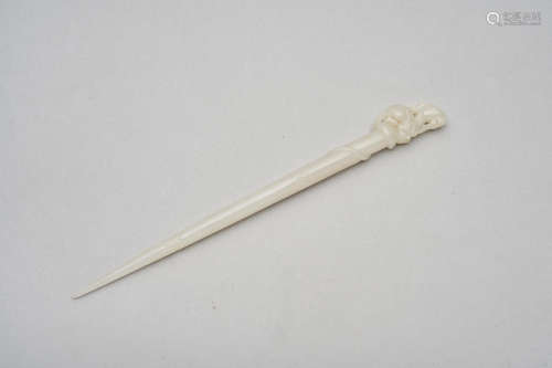 A white jade 'dragon and cloud' hairpin