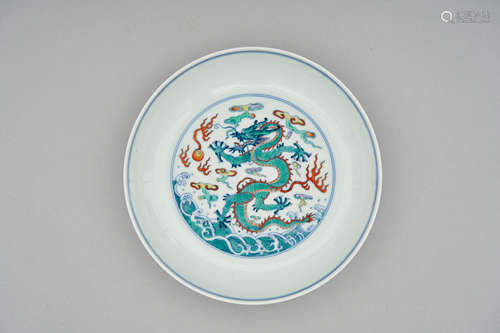 A doucai 'dragon' plate  Yongzheng six-character mark, Republic period to mid 20th century