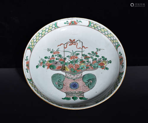 A MULTICOLOURED PLATE PAINTED WITH BOGU PATTERN OF KANGXI PERIOD