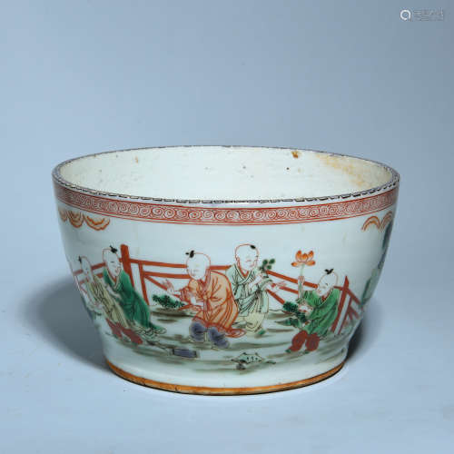 A PRIME TRI-COLORED GLAZED CHARACTER TUB OF QING DYNASTY