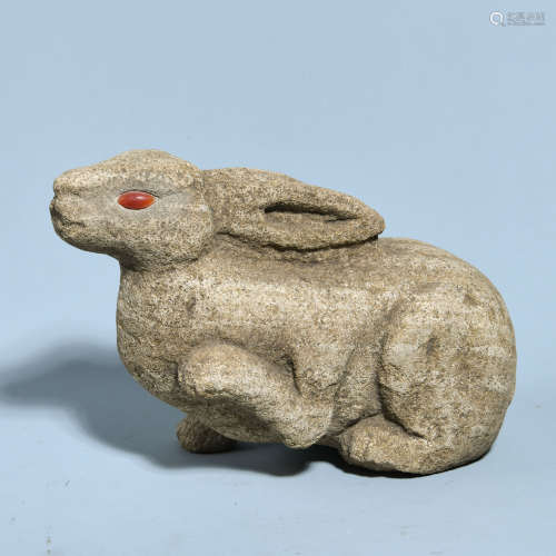 A STONE RABBIT STATUE OF YUAN DYNASTY