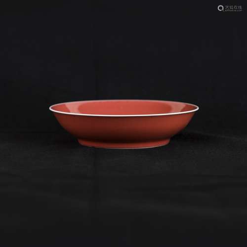 A COPPER-RED-GLAZED DISH, WITH DAOGUANG MARK