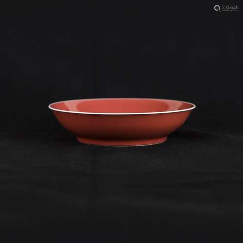 A COPPER-RED-GLAZED DISH, WITH DAOGUANG MARK