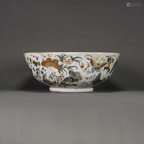 A CHINESE FAMILLE ROSE 'BUTTERFLY' BOWL, WITH SHENDETANG SEAL MARK
