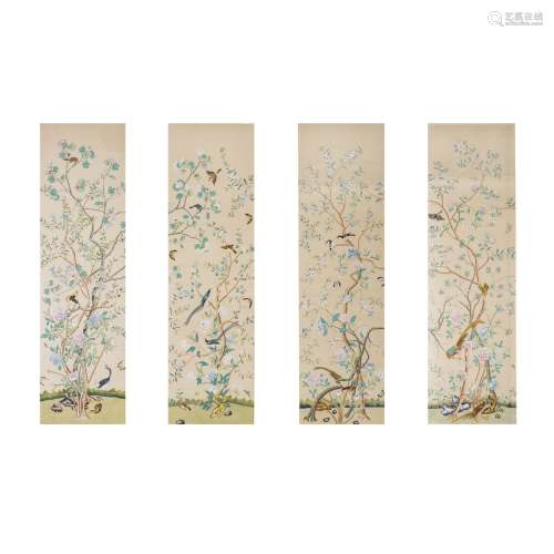 A SET OF FOUR CHINESE 'FLOWER AND BIRD' FRAMED PAINTING