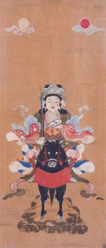 A CHINESE FRAMED PAINTING OF BUDDHA