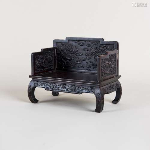 A ZITAN 'DRAGON' LUOHAN-BED-SHAPED INK STAND