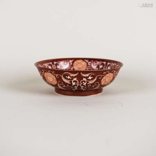 A COPPER-RED 'LOTUS' DISH, WITH DAOGUANG MARK