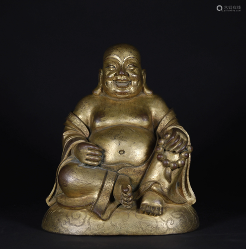 A CHINESE VINTAGE GILT BRONZE BUDDHA STATUE