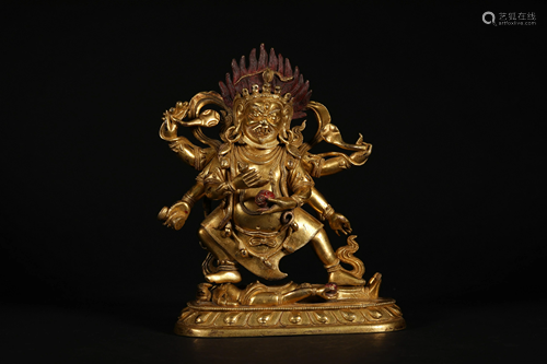 A CHINESE VINTAGE GILT BRONZE BUDDHA STATUE